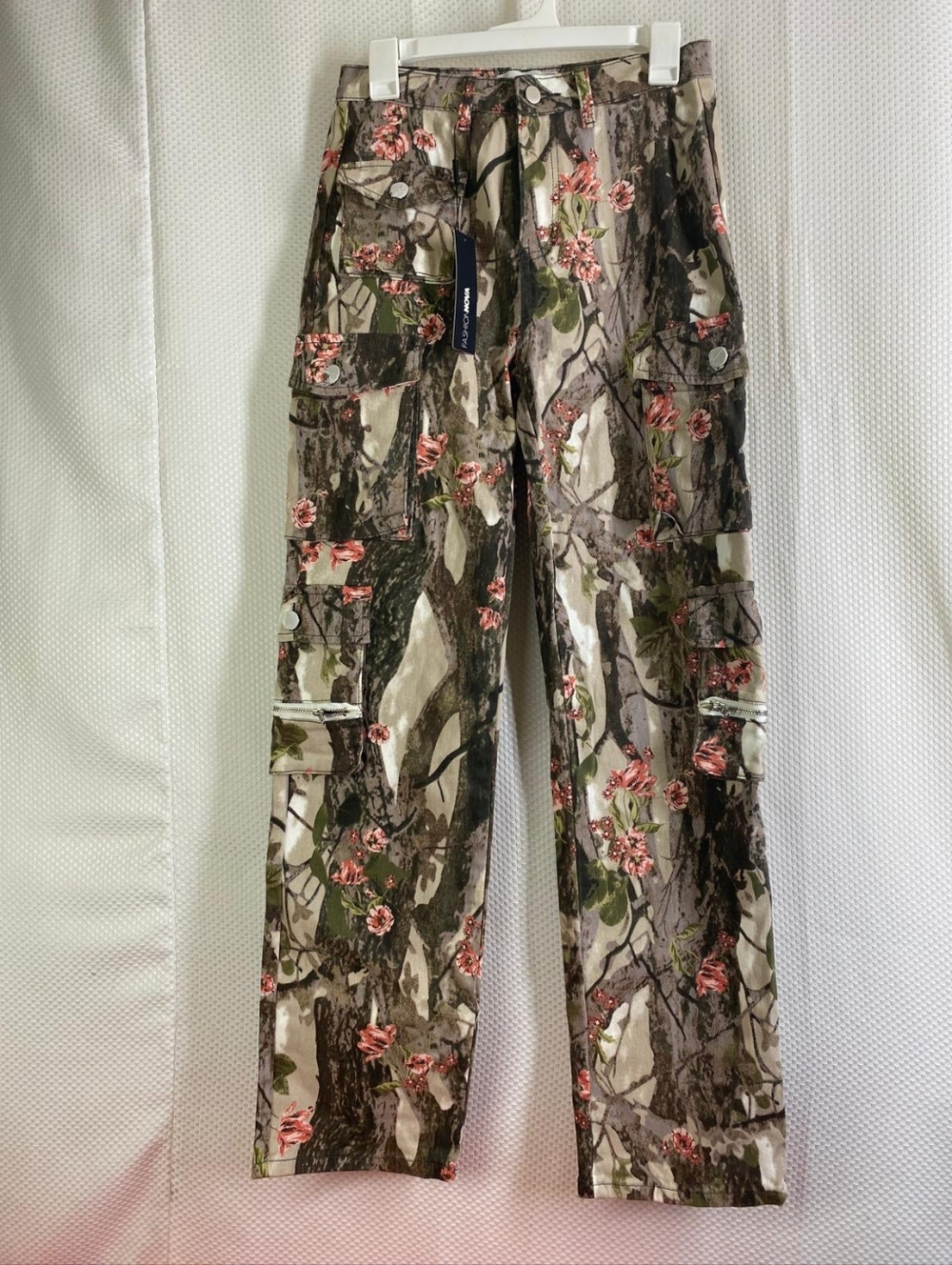 Fashion Nova Floral Camo Cargo Pants - Green, Brown, Pink